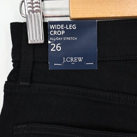 NWT J.Crew Factory Cropped Wide Leg Jean In All-Day Stretch Black Size 26 - Picture 8 of 12